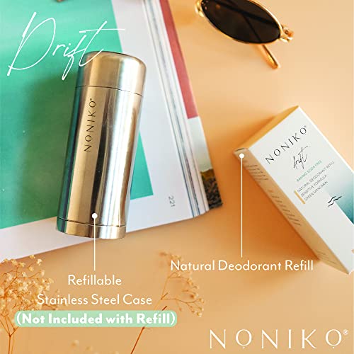 NONIKO - Natural Deodorant - DRIFT REFILL - Stainless Steel Refill - Aluminum Free, Paraben Free, Plastic Free - For Men & Women – Green Mandarin - Sensitive Formula