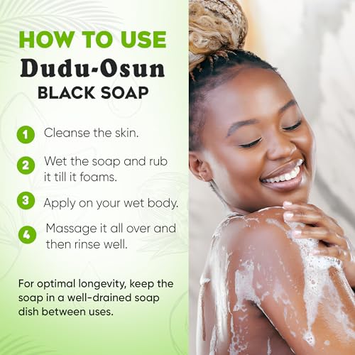 International Essence Dudu Osun 5-Pack Black Soap Bundled with Soap Pouch - Natural African Skincare Bar, Rejuvenating & Moisturizing Face, Body Wash (Classic Fragrance)