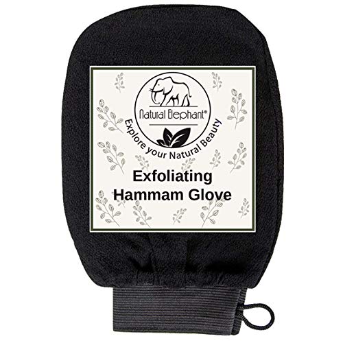 Natural Elephant Exfoliating Hammam Glove - Face and Body Exfoliator Mitt (Black, Brown, Orange, and Lilac (Pack of 4))