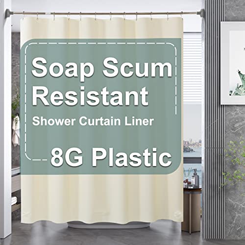 AmazerBath Beige Shower Curtain Plastic, Thick PEVA Shower Curtain Beige, Heavy Duty Shower Curtains for Bathroom, Cream Shower Curtain Waterproof 72x72 with 3 Weighted Stones and 12 Grommets