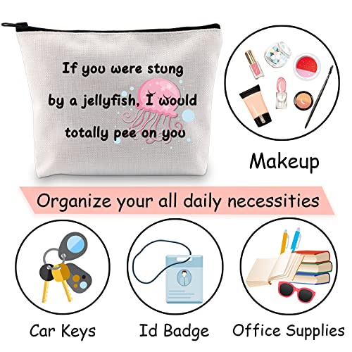 JXGZSO Friendship Makeup Bag If You Were Stung By A Jellyfish I Would Totally Pee On You Travel Pouch Organizer For Best Friend Sister (Jellyfish)