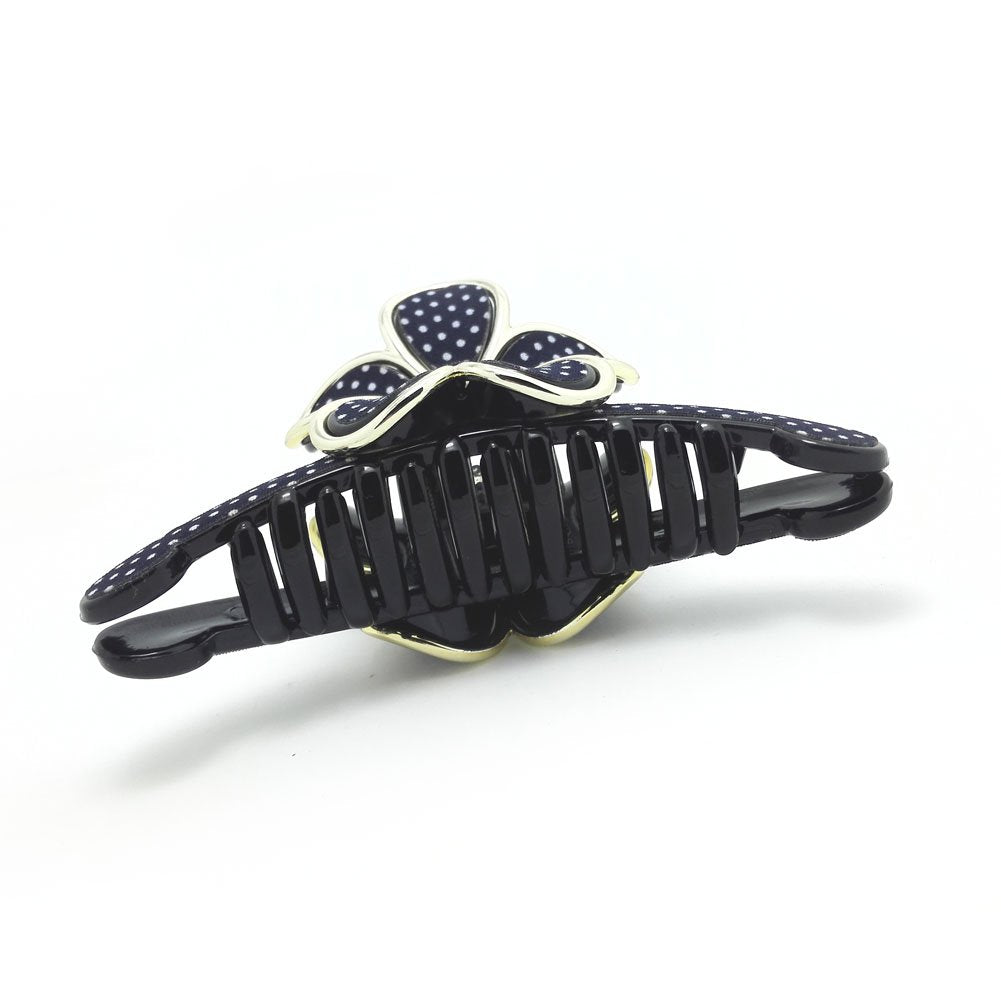 Meilliwish Flower Lace Gem Women Hair Clip Claw 1 PCS(D26)(DarkBlue)