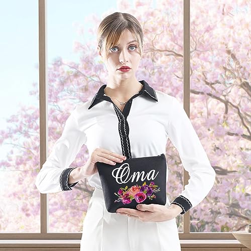 GJTIM Oma Gift Oma Makeup Bag Travel Toiletry Bag Grandma Birthday Gift Mother's Day Gift for Oma (Oma Black)