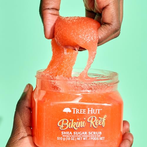 Tree Hut Bikini Reef Shea Sugar Scrub | Exfoliating Scrub Removes Dry Skin for a Soft & Hydrated Glow | Alpha Hydroxy Acid | Vegan, Free of Parabens, Formaldehyde Donors, & Sulfates | 18 fl oz.