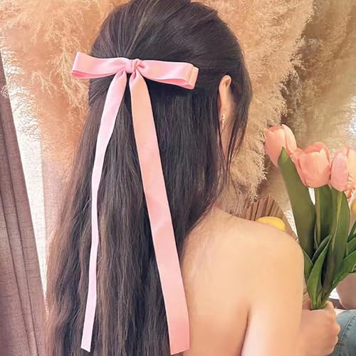 Bow Clips for Women Velvet, ELKINROVIC Mini Bow Alligator Clips Long Soft Small Coquette Bows Ribbon Bowknot Hair Bows for Girls Adult Kids(4Packs)