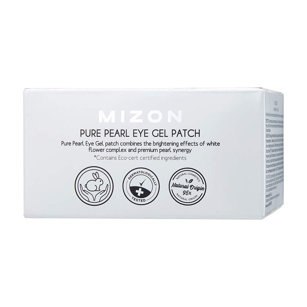 MIZON Pearl Eye Gel Patch Masks, Under Eye Treatment Mask Reduces Wrinkles and Puffiness, Dark Circles treatment, Korean Hydrogel Eye Patches (Pure Pearl 30 pairs)