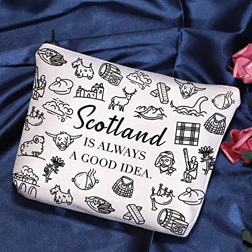 POFULL Scotland Trip Gift Scotland Is Always A Good Idea Cosmetic Bag Edinburgh Gift (Scotland Is Always Cosmetic Bag)