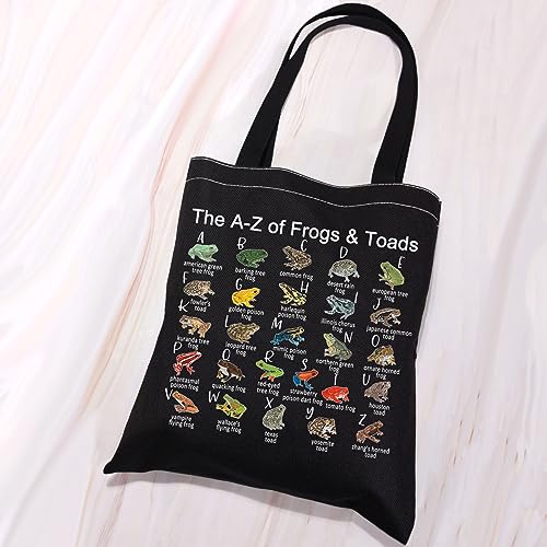 VAMSII Frog And Toad Tote Bag The A-Z of Frogs & Toads Grocery Shopping Bag Aesthetic Bag for Women Girls (BLK-Frogs Toads tote)