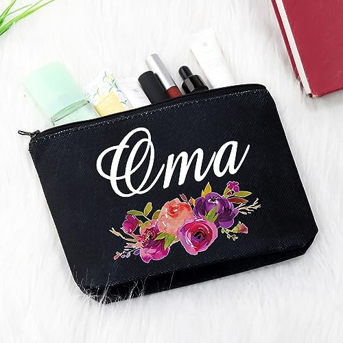 GJTIM Oma Gift Oma Makeup Bag Travel Toiletry Bag Grandma Birthday Gift Mother's Day Gift for Oma (Oma Black)