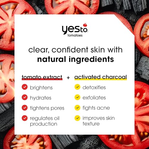 Yes To Tomatoes Clear Skin Activated Charcoal Bar Soap 7 Ounce (Pack of 3)