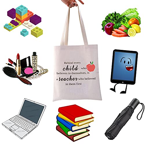 WCGXKO Teacher Appreciation Gift Teacher Zipper Pouch Cosmetics Bag Graduation Gift for Teacher (Behind every child tote)