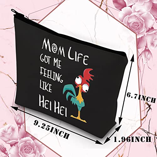 BDPWSS Chicken Makeup Bag Mom Life Got Me Feeling Like Hei Hei Rooster Gifts Funny Chicken Gifts Hei Hei Fans Cosmetic Bag For Sister Friend Bestie (Mom life HEI bl2)