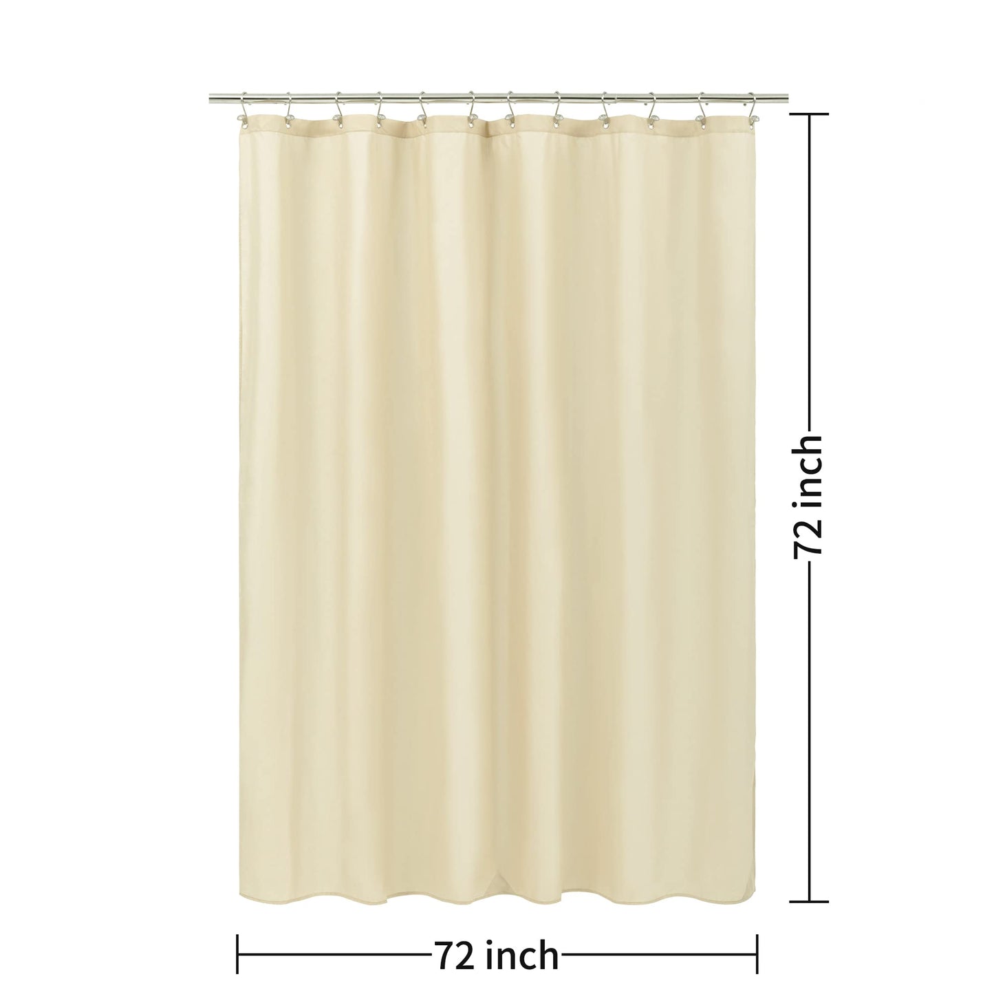 ALYVIA SPRING Cream Fabric Shower Curtain Liner Waterproof - Soft & Light-Weight Cloth Shower Liner with 3 Magnets, Hotel Quality & Machine Washable - Standard Size 72x72, Cream