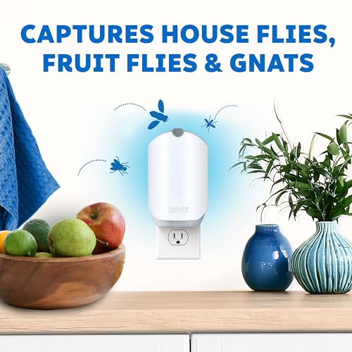 Flying Insect Trap 𝗢𝗱𝗼𝗿𝗹𝗲𝘀𝘀&𝗡𝗼𝗶𝘀𝗲𝗹𝗲𝘀𝘀 Indoor Fly Trap - Catching Fruit Flies, Mosquitoes and Other Nuisances,Suitable for Indoo & Outdoor(1 White Device + 5 Glue Boards) 10