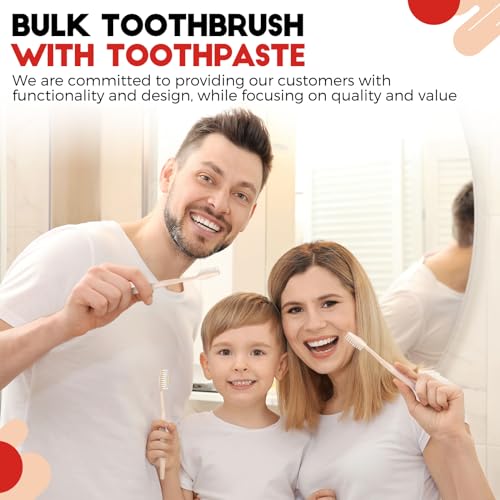 Qinyoung 30 Pack Disposable Toothbrushes with 10g Toothpaste Individually Wrapped Disposable Travel Toothbrushes Kit Bulk Toothbrushes for Homeless Nursing Home Hotel Charity