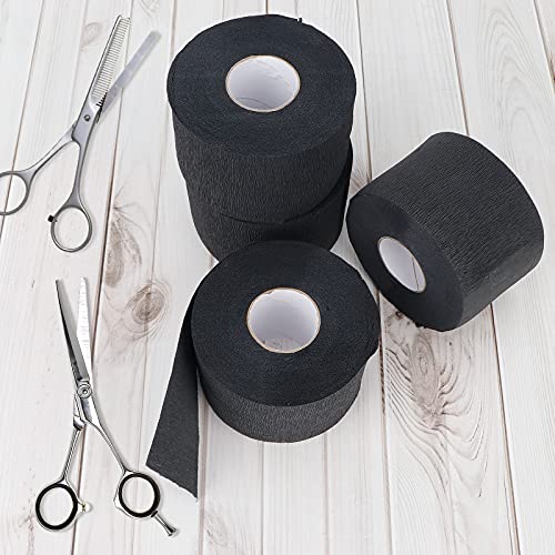 Barber Neck Strip 5 Rolls, ooloveminso Barber Accessories Barbershop Salon Supplies, Disposable Stretchy Neck Strip Hair Edge Paper for Haircuting Styling 500 Strips (Black)