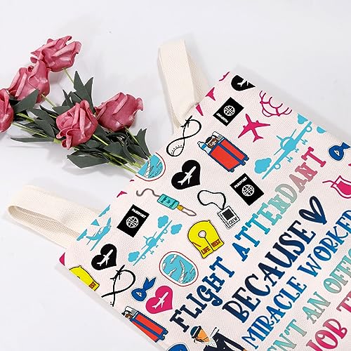 MEIKIUP Flight Attendant Gifts Air Stewardess Cosmetic Bag Stewardess Aviation Makeup Pouch Flight School Gift (Job Title Tote Bag)