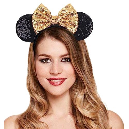 JOYFISCO Mouse Ears Headbands Shiny Bow Mouse Ears Headband Glitter Party Princess Decoration Cosplay Costume for Women Girls