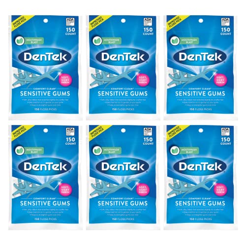 DenTek Comfort Clean Sensitive Gums Floss Picks, Soft & Silky Ribbon, 90 Count