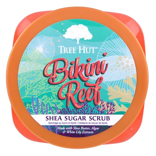 Tree Hut Bikini Reef Shea Sugar Scrub | Exfoliating Scrub Removes Dry Skin for a Soft & Hydrated Glow | Alpha Hydroxy Acid | Vegan, Free of Parabens, Formaldehyde Donors, & Sulfates | 18 fl oz.