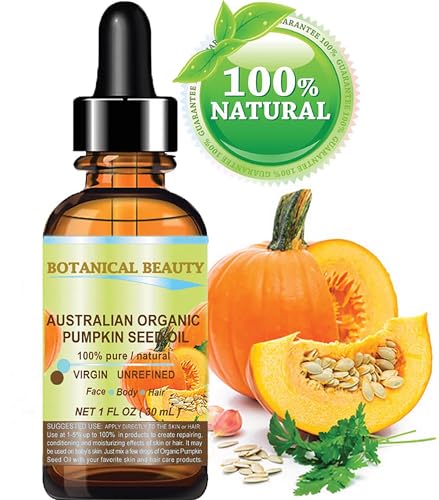 ORGANIC PUMPKIN SEED OIL Australian. 100% Pure/Natural/Undiluted/Unrefined Cold Pressed Carrier Oil. 1 Fl.oz.- 30 ml. For Skin, Hair, Lip And Nail Care. "One Of The Richest Sources Of Enzymes,