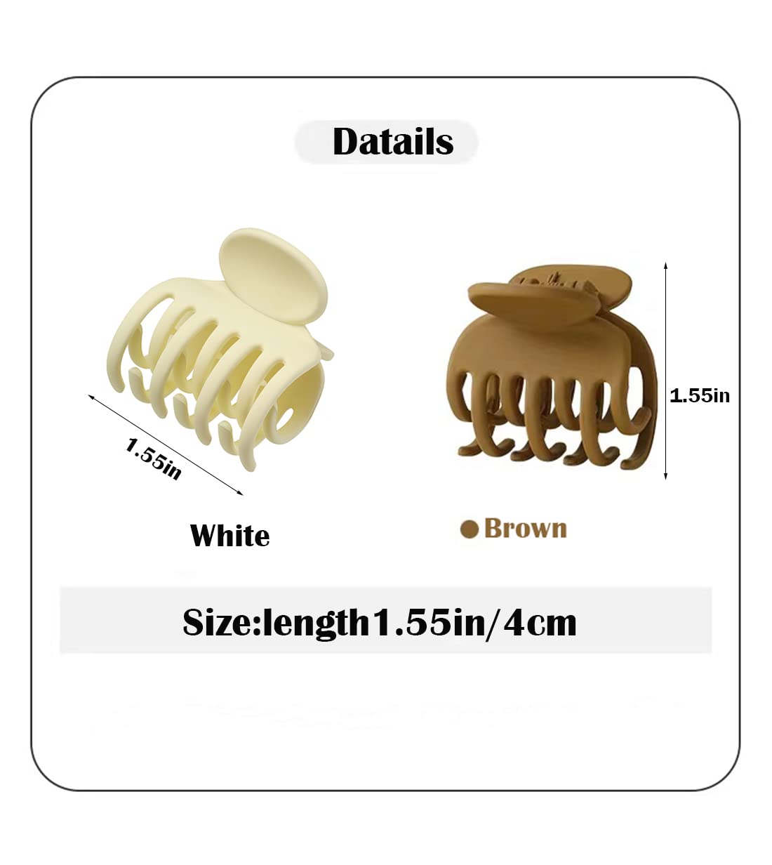 Mixcbe Small Claw Hair Clips for Thin Hair Women Girls, 1.5 Inch Medium Size Strong Hold Claw Hair Clips Double Layer Jaw Clips, Mini Matte Nonslip Clip with Gift Box (Pack of 8 Colors)