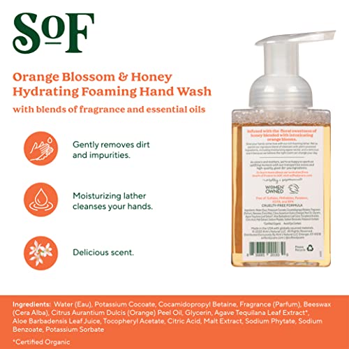 South Of France Orange Blossom & Honey Foaming Hand Wash by SoF Body Care (Formerly Body Care) | Hydrating Organic Agave Nectar | 8 oz Pump Bottle Each | 6 Bottles