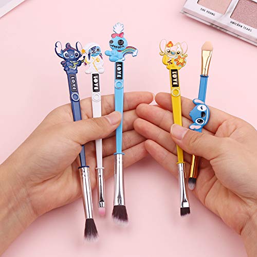 Interstellar Baby Makeup Brushes Set, 5Pcs Creative Stitch Theme Cosmetic Makeup Brush, Premium Synthetic Foundation Eyeshades Brush Sets Best Gifts for Teen Girls Women