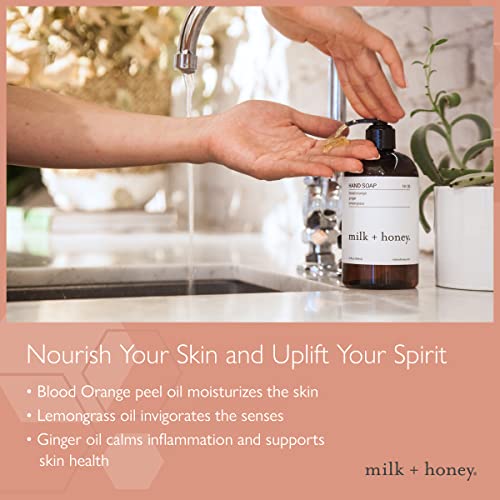 milk + honey Liquid Hand Soap No. 35, Moisturizing Hand Soap with Blood Orange, Lemongrass, and Ginger, Bright and Citrus Natural Hand Soap, 12 Fl Oz