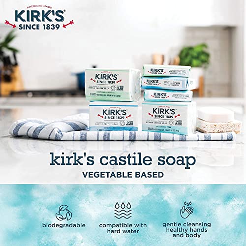 Kirk's Castile Bar Soap Clean Soap for Men, Women & Children | Premium Coconut Oil | Sensitive Skin Formula, Vegan | Fragrance-Free/Unscented | 4 oz. Bars - 12 Pack