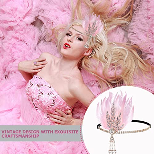 FERCAISH Flapper Headband, Feather Crystal Headband Party Feather Headband, Hair Accessories for Women