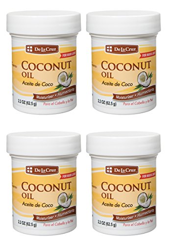 De La Cruz Coconut Oil - Expeller Pressed Coconut Oil for Skin and Hair - Natural Moisturizer for Skin and Hair - 2.2oz (4 Jars)