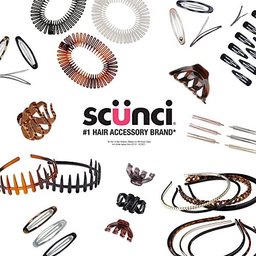 Scünci Hair Fashion Favorites Gift Set Includes 3 Claw Clips, 3 Scrunchies, 3 No-Damage Ponytail Holders, 11 Beautiful Holiday Elastics in Acrylic Presentation Box