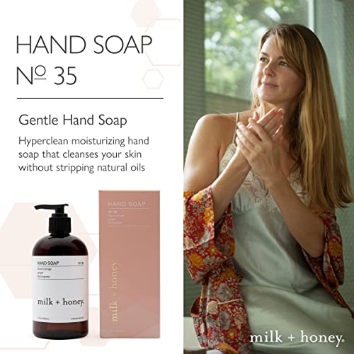 milk + honey Liquid Hand Soap No. 35, Moisturizing Hand Soap with Blood Orange, Lemongrass, and Ginger, Bright and Citrus Natural Hand Soap, 12 Fl Oz