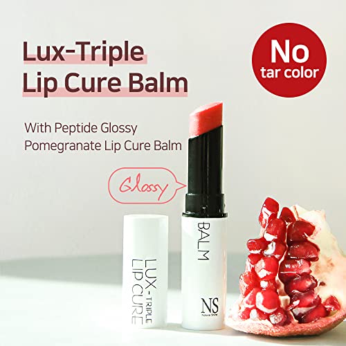 Natural Tinted Lip Balm Sold 4 Million Units in South Korea | Lux Triple Lip Cure Glossy Balm ATHENA (Red Orange)(0.17oz)