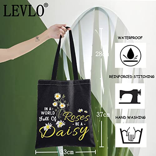 LEVLO Daisy Flower Cosmetic Bag Daisy Lover Gift In A World Full Of Roses Be A Daisy Makeup Zipper Pouch Bag (Be A Daisy BT)