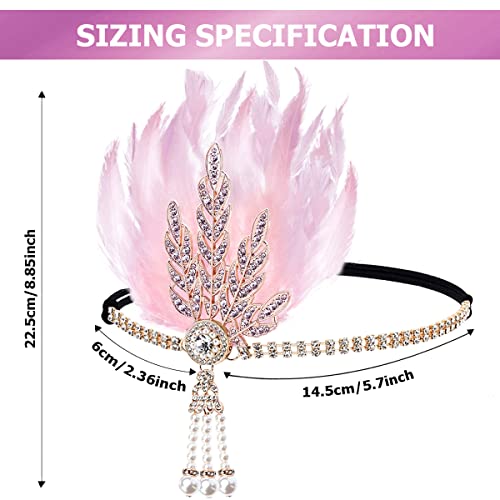 FERCAISH Flapper Headband, Feather Crystal Headband Party Feather Headband, Hair Accessories for Women