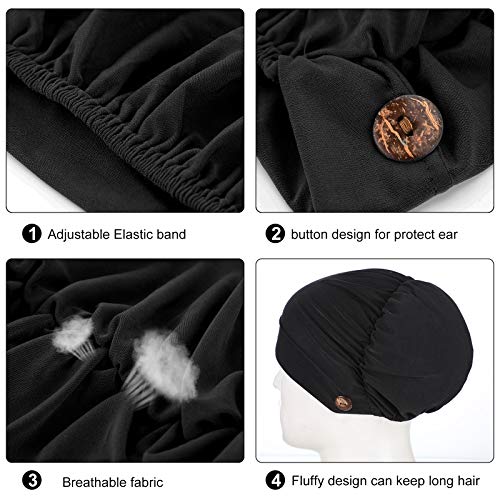 Geyoga 10 Pcs Soft Bouffant Caps with Buttons, Gourd-Shape Caps Stretch Bouffant Hat Stretchy Headband Turban (Bright Colors)