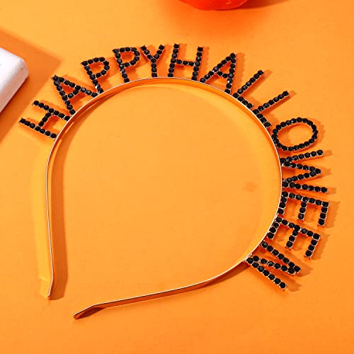 PHALIN Halloween Headbands Rhinestone Ghost Pumpkin Boo Hairbands for Women Costume Party Hair Accessory Gifts (Happy Halloween B)