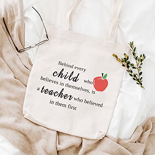 WCGXKO Teacher Appreciation Gift Teacher Zipper Pouch Cosmetics Bag Graduation Gift for Teacher (Behind every child tote)