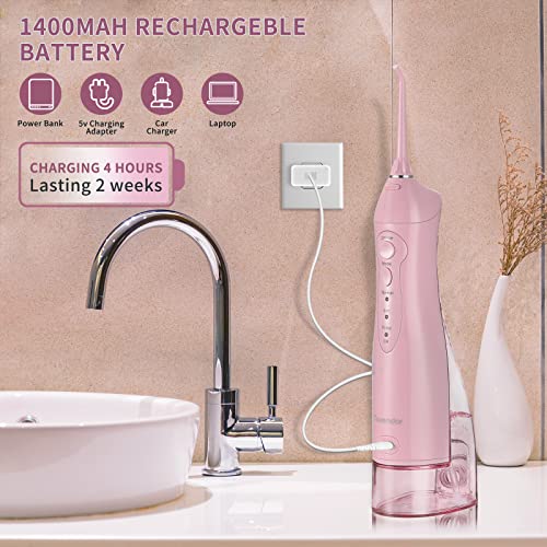 TOVENDOR Electric Water Flosser, Cordless Dental Oral Irrigator - 3 Modes, 5 Tips for Family Hygiene