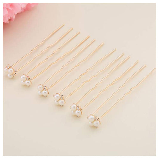 Anglacesmade Bridal Hair Pins Crystal Hair Pin Pearl Bobby Pins Wedding Headpiece Bridesmaid Flower Girl Hair Accessories for Women and Girls(Gold)