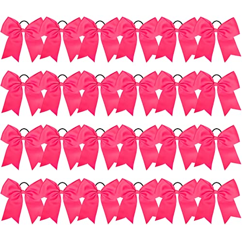 24 PCS 8" Large Cheer Bows Pink Girl Hair Bows Cheerleading Softball Team Bow Hair Accessories for cheerleaders football Competition Sports