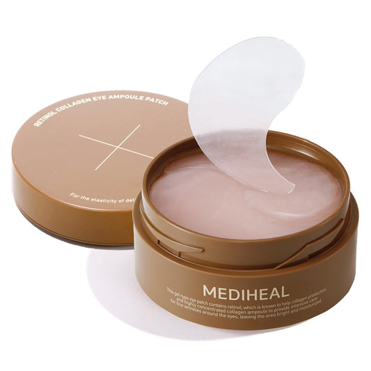 Mediheal Retinol Collagen Under Eye Patches - Korean Hydrogel Eye Pads with 95% Retinol & 5 Micro Collagen. Nourishing & Non Irritating Eye Gel Mask. Sealing Cap & Spatula Included.