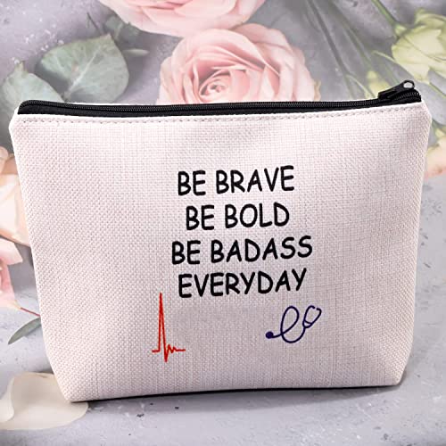 G2TUP Emergency Medical Technician Makeup Bag Be Brave Be Bold Be Badass Everyday First Responder Paramedic Pouch (BE BRAVE New)