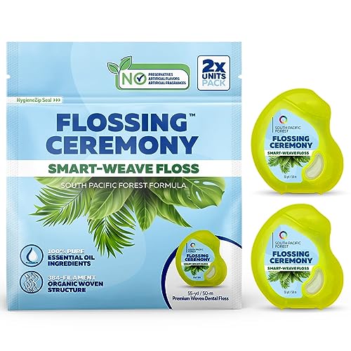 FlossingCeremony | Expanding Woven Dental Floss | Smart-Weave Floss | Vegan | Natural | Non-Toxic & PFAS Free | Eucalyptus & Manuka | Hilo Dental para Dientes | 55 Yards x 2 Units