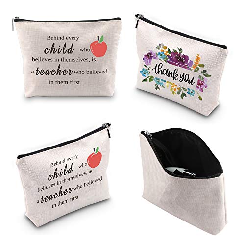 WCGXKO Teacher Appreciation Gift Teacher Zipper Pouch Cosmetics Bag Graduation Gift for Teacher (Behind every child tote)