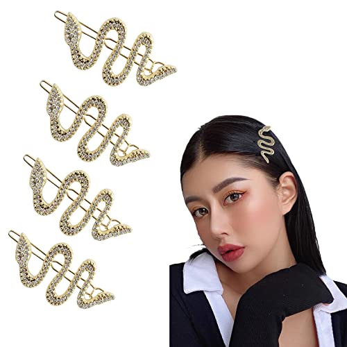 4 PCS Snake Hair Clip Vintage Metal Hair Pins Gold Hair Clips Snake Accessories for Women Girls