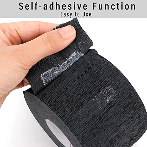 Barber Neck Strip 5 Rolls, ooloveminso Barber Accessories Barbershop Salon Supplies, Disposable Stretchy Neck Strip Hair Edge Paper for Haircuting Styling 500 Strips (Black)