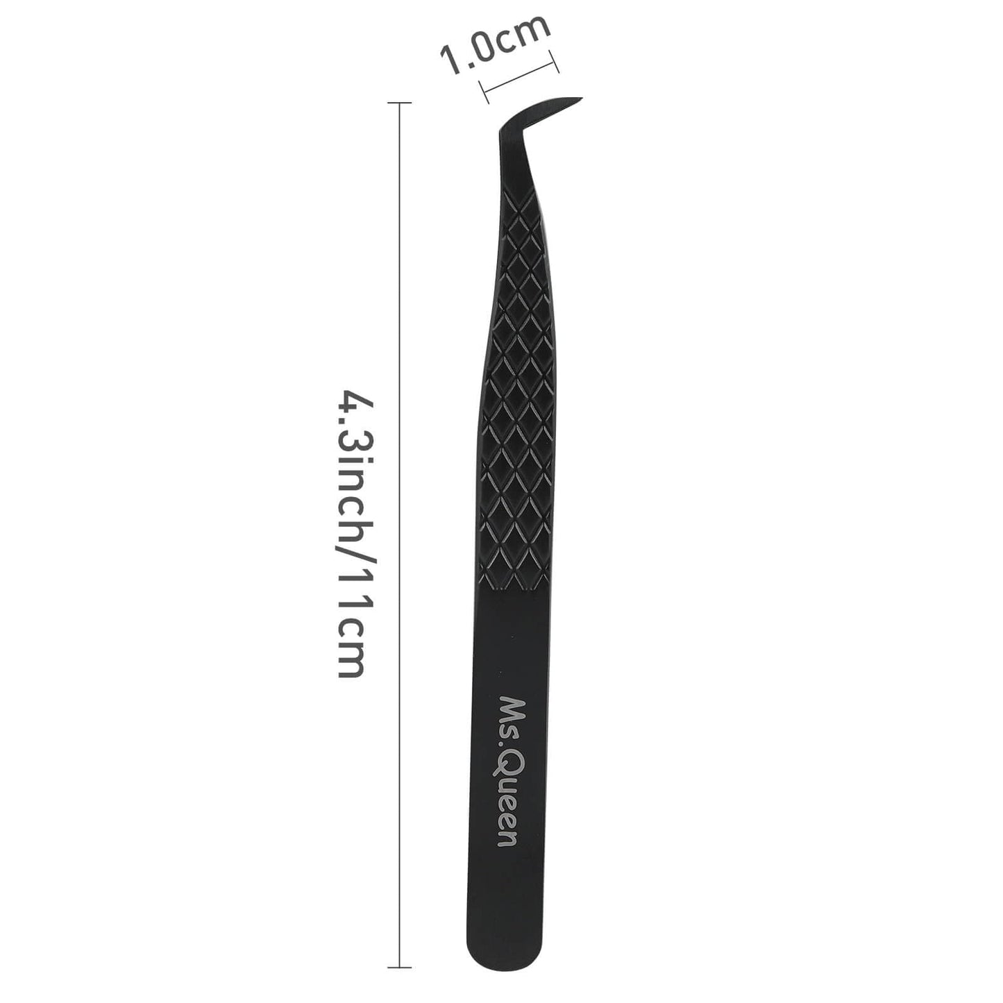 Ms.Queen Tweezers for Eyelash Extensions, Professional Microfiber Tip Boot Tweezers for Mega Volume Lash Extensions,Black